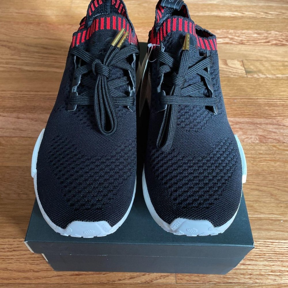 Adidas NMD R1 Primeknit Black / Red Mens Shoes - Picture 3 of 8